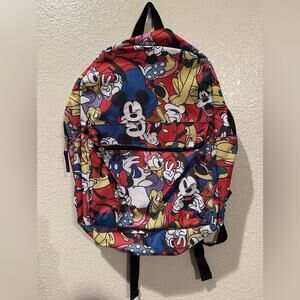 NWOT Disney & Friends bold color backpack Mickey Minnie Goofy Donal Daisy Pluto